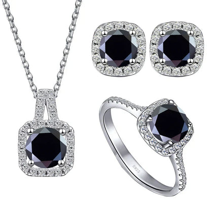 Sterling Silver 3-Piece Moissanite Jewelry Set 1ct Necklace Ring Earrings